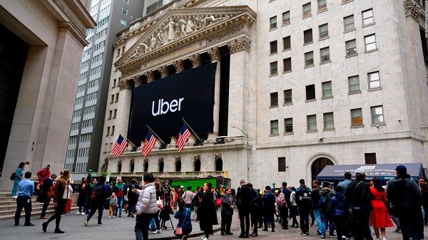 Imagen de la bolsa de valores tras el debut de Uber