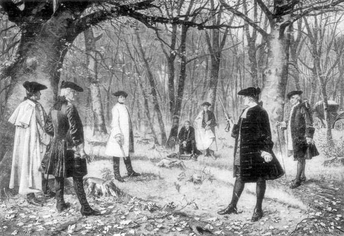 Alexander Hamilton y Aaron-Burr en duelo en Julio de 1804