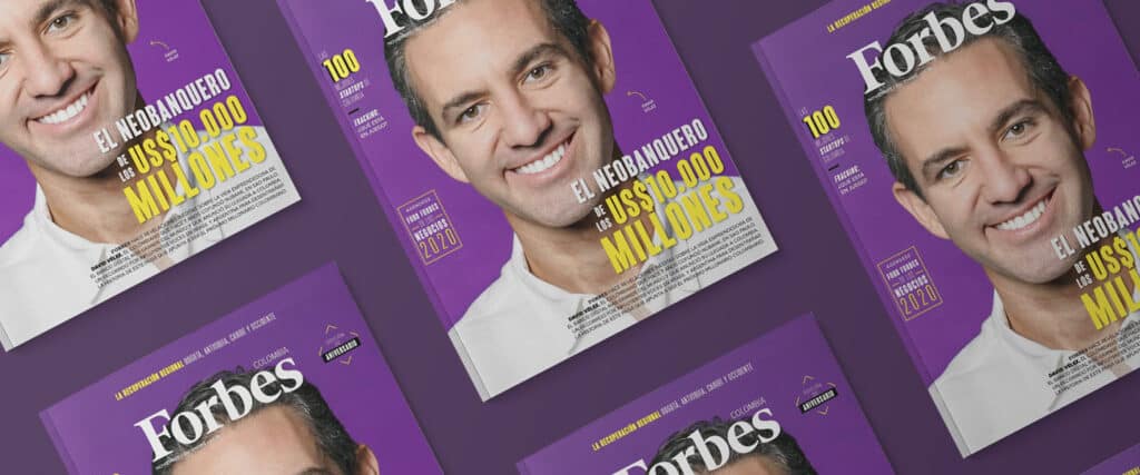David Vélez, CEO de Nubank en la portada de la revista Forbes.